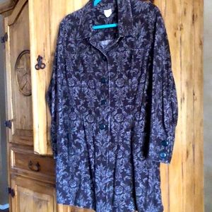 J jill brown print small corduroy tunic
